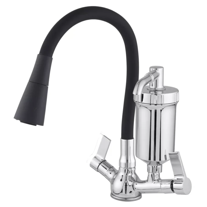 6374 - Torneira Cozinha Mesa Filtro Color Duo Black - Copo ABS