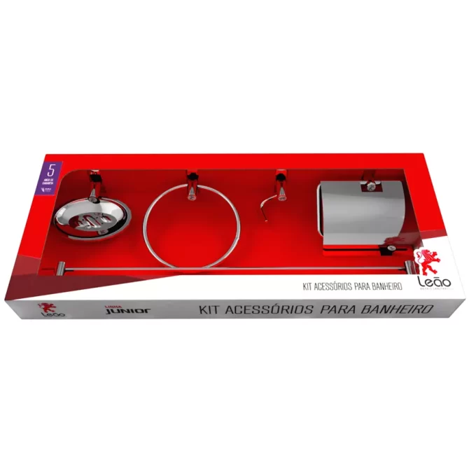 15300 - kIT ACESSÓRIOS PARA BANHEIRO JUNIOR 05 PELAS AÇO INOX 430
