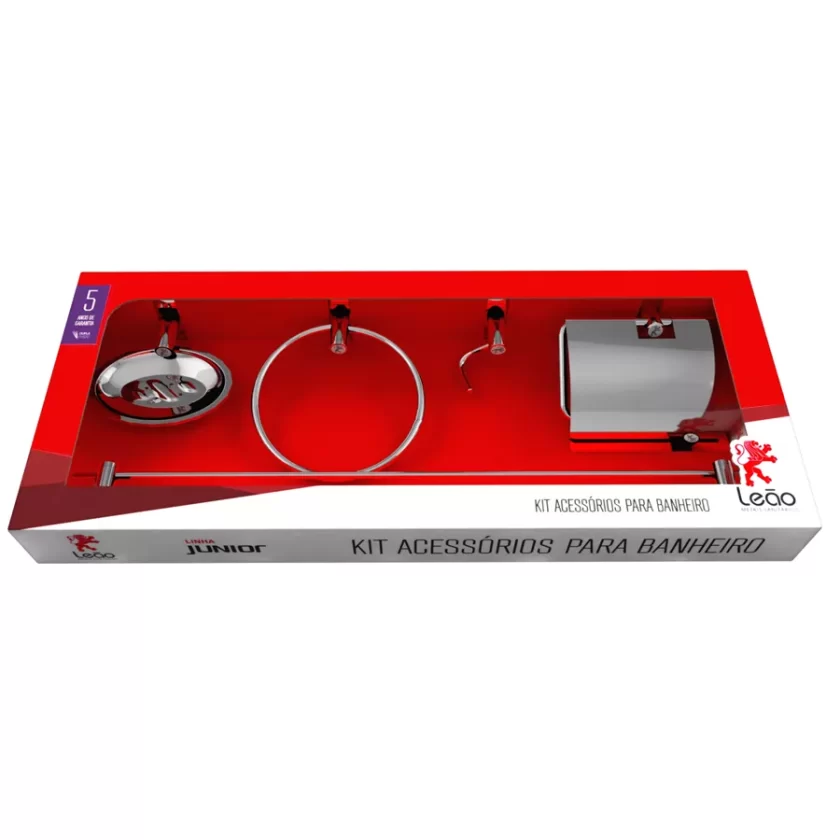 15300 - kIT ACESSÓRIOS PARA BANHEIRO JUNIOR 05 PELAS AÇO INOX 430