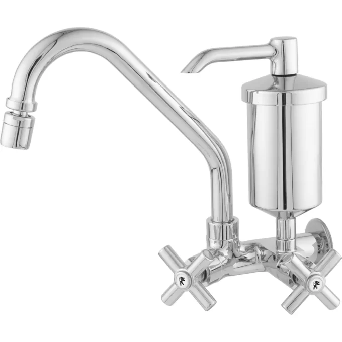 2172 - Torneira cozinha parede bica alta c. arejador articulado filtro de metal C31