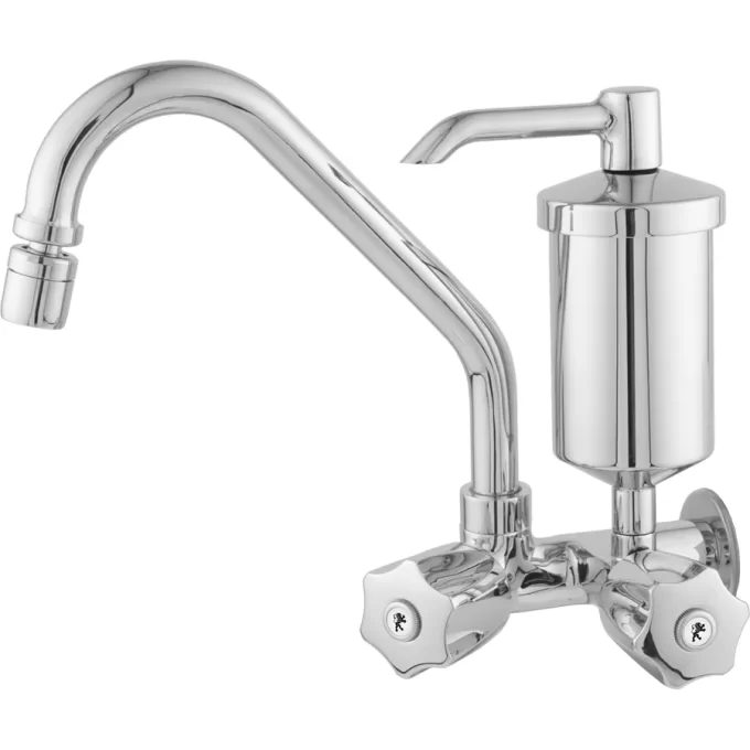 2172 - Torneira cozinha parede bica alta c. arejador articulado filtro de metal C50
