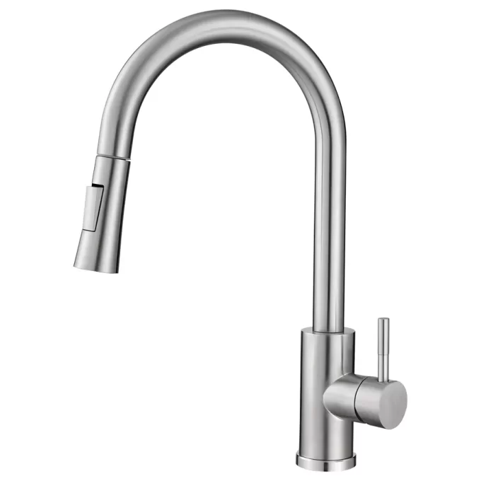 4425 - Misturador monocomando cozinha mesa bica alta c. ducha extensiva aço inox 304