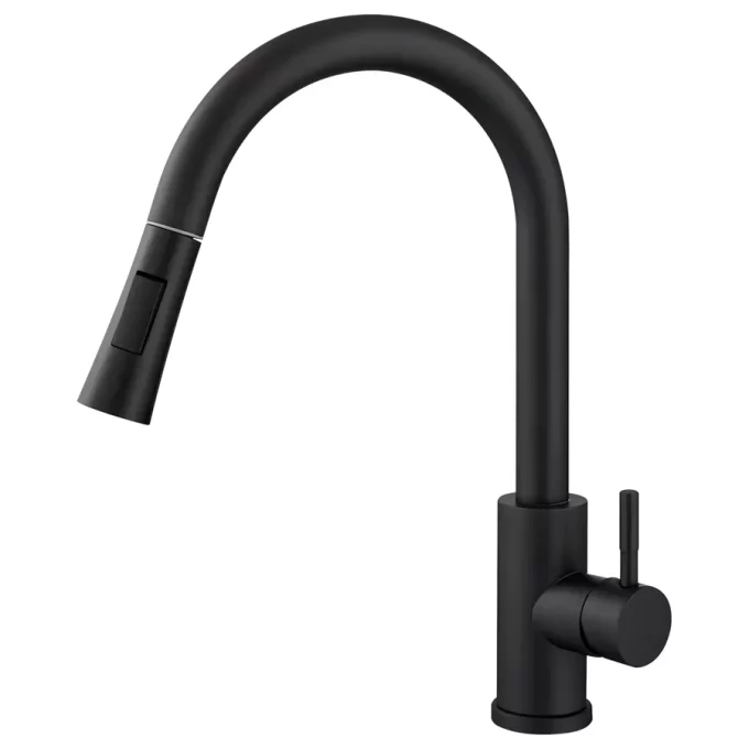 4426 - Misturador monocomando cozinha mesa bica alta c. ducha extensiva aço inox 304 BLACK