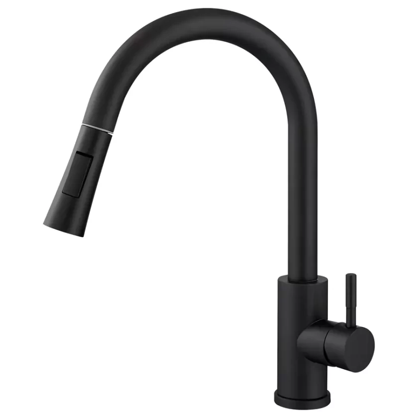 4426 - Misturador monocomando cozinha mesa bica alta c. ducha extensiva aço inox 304 BLACK