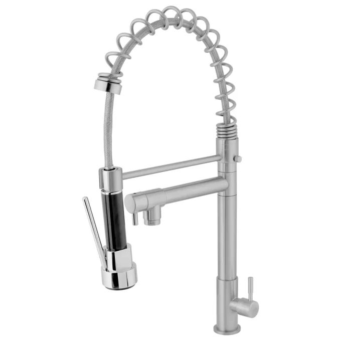3266 - Torneira cozinha de mesa gourmet aço inox gatilho preto