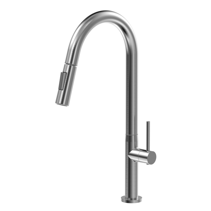 3281 - Torneira Cozinha Mesa Alta c/ Bica Articulada Ducha Extensiva Aço Inox 304