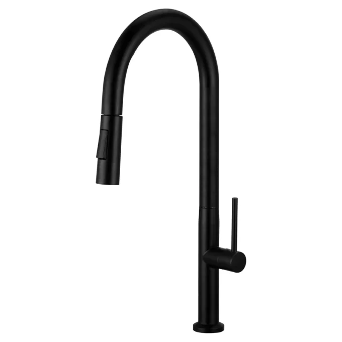 3282 - Torneira cozinha mesa alta com bica articulada dcuh extensiva aço inox 304 black
