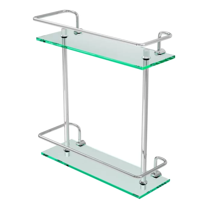 17016 - Porta shampoo duplo retangular aluminio 30cm