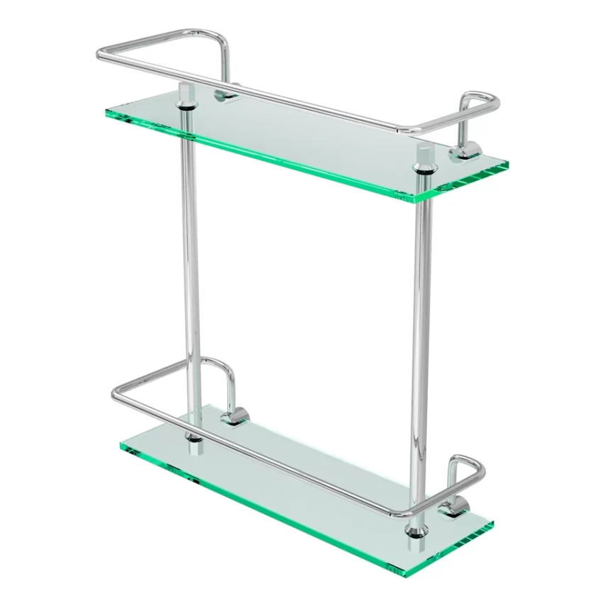 17016 - Porta shampoo duplo retangular aluminio 30cm